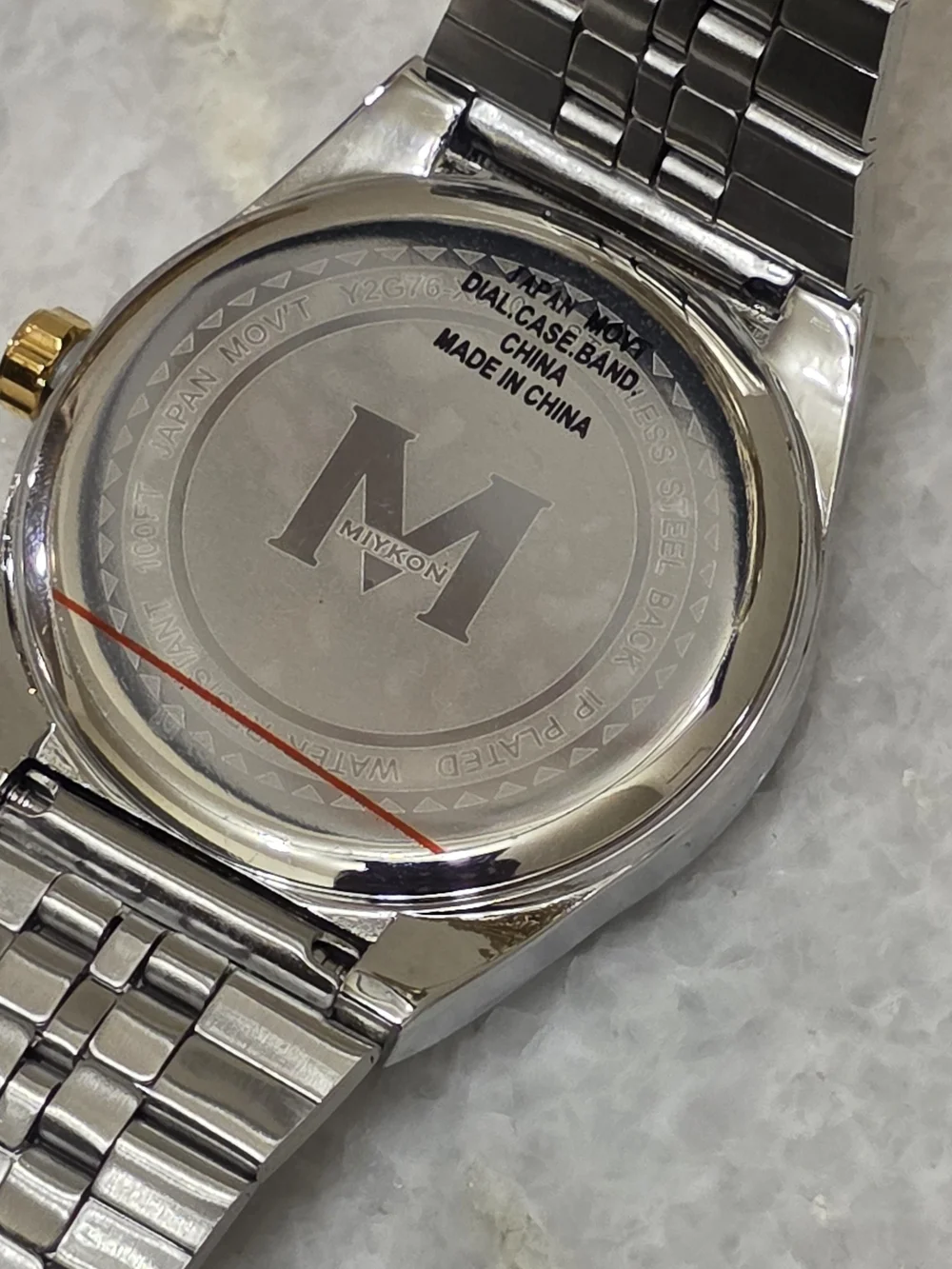 Miykon Two Tone Watch Gray Dial Stainless Steel Silver and Gold Unisex